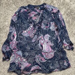 Lucky‎ Brand size small Women's Paisley Blouse - Blue and Pink